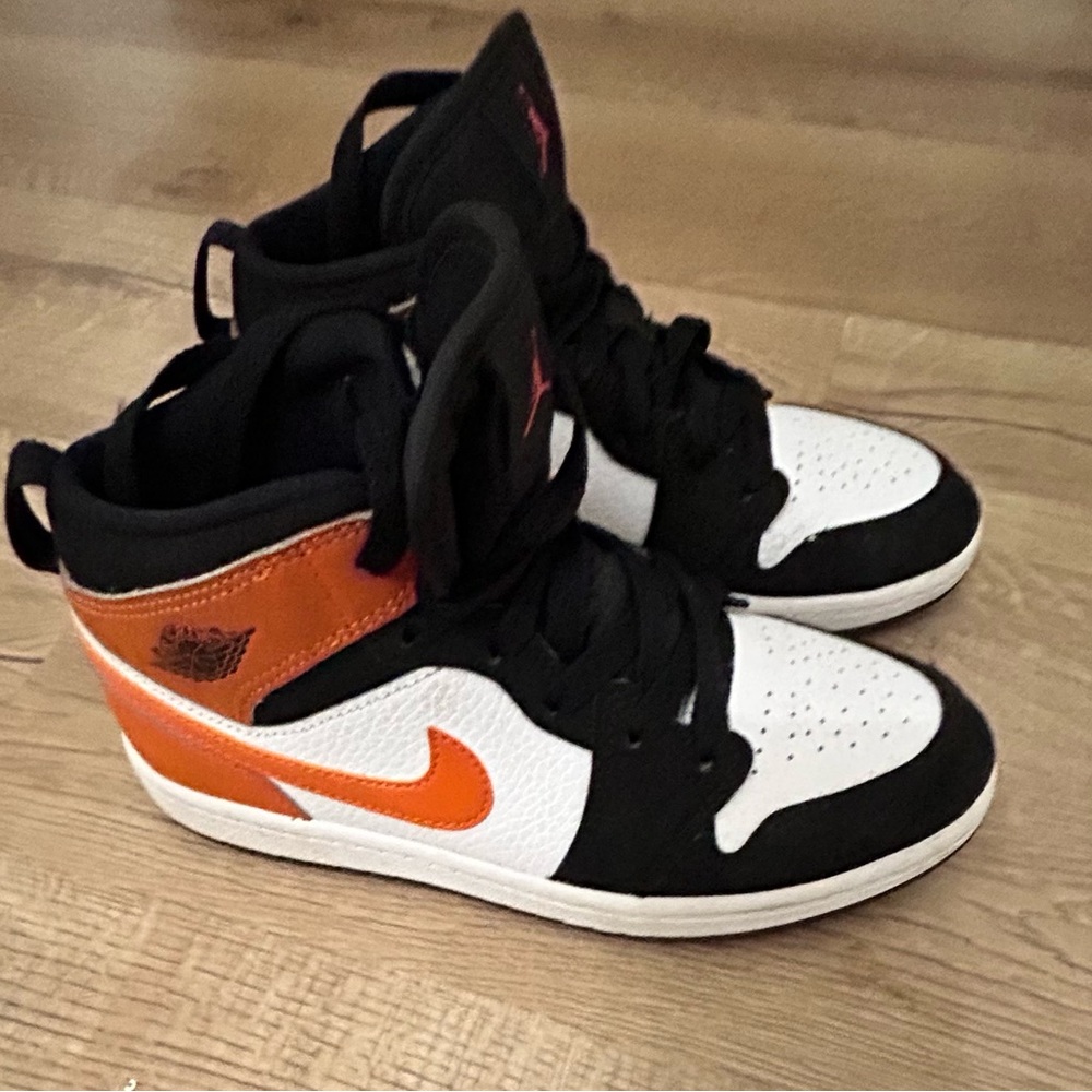Jordan Kids Black, Orange, and White Sneakers